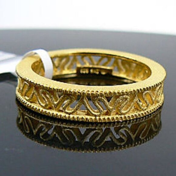 VERA WANG Signature 18K Gold over Silver Band RING - Picture 4 of 6